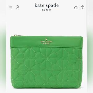 NWT Kate Spade 100% Recycled Polyester Quilted Clutch in Green 💚 🌏